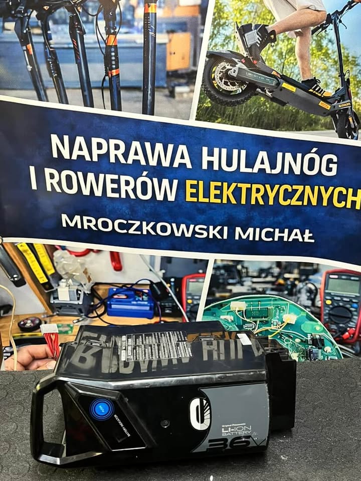 Akumulator Li-Ion 36V hulajnogi elektrycznej w warsztacie